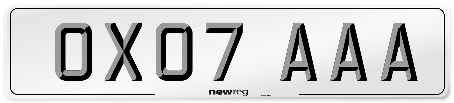 OX07 AAA Number Plate from New Reg